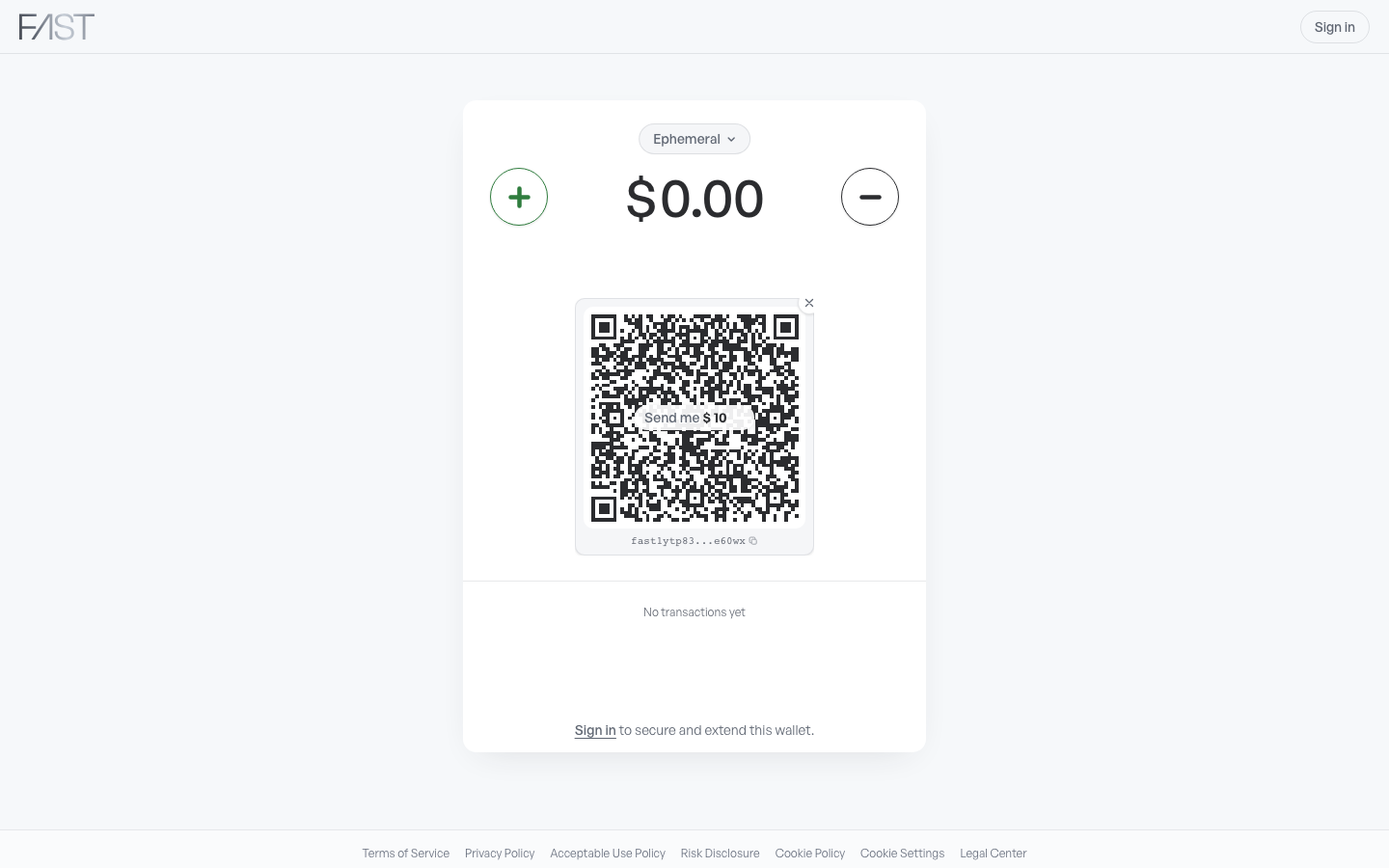 Screenshot of the app.fast.xyz landing page