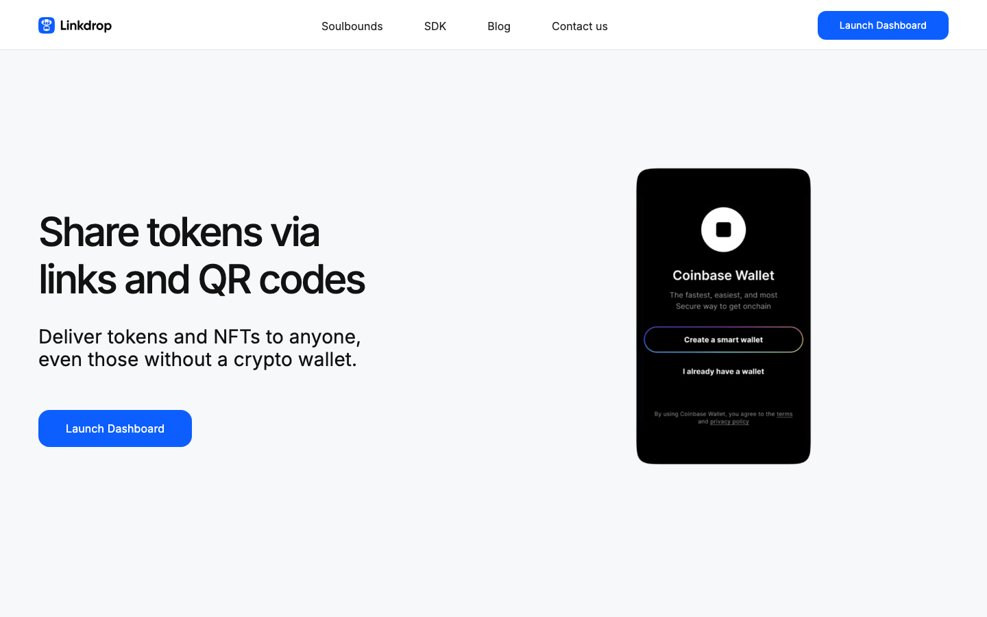 Screenshot of the linkdrop.io landing page