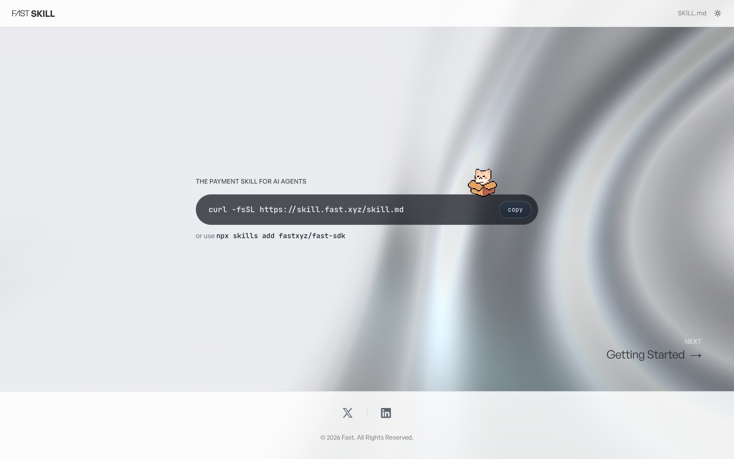 Screenshot of the skill.fast.xyz landing page